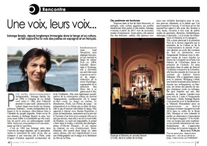 Article “Une voix, leurs voix“ de Marie-Anne Furlan paru dans la revue La Salida de février-mars 2017